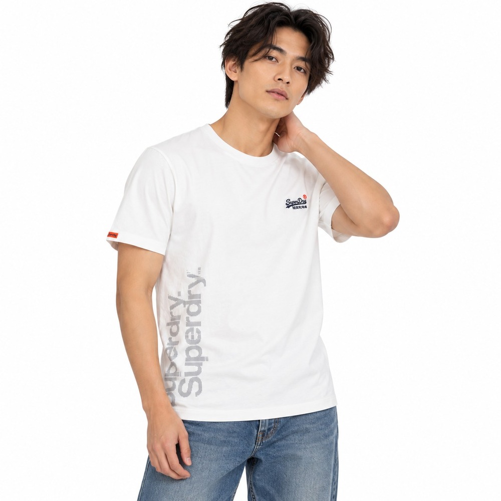 Superdry Orange Label Men's Casual Tee Crew Neck T-Shirt White Cotton X Large